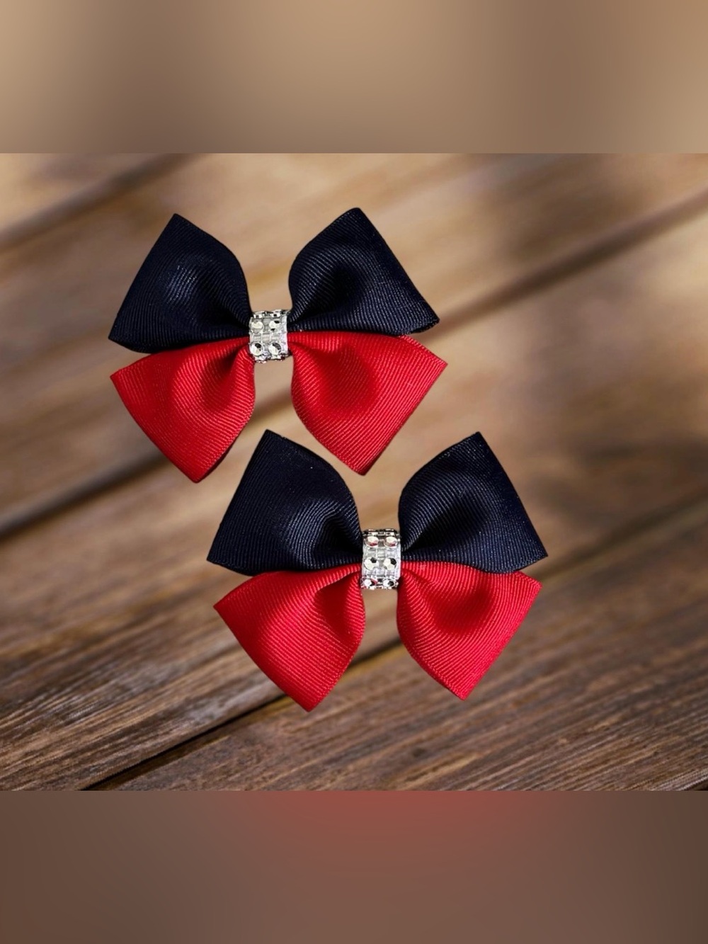 Sparkling Red & Navy Double Hair Bows for Kids